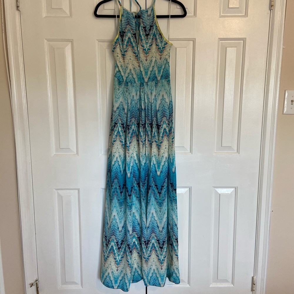 Kenji blue print maxi dress
